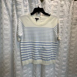Talbots Cream and Blue Knit Top